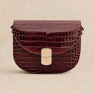 Sezane Claude Bag Chocolate Croco Print - Size TU